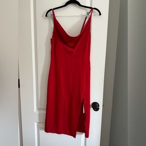 Red dress with slit on side
